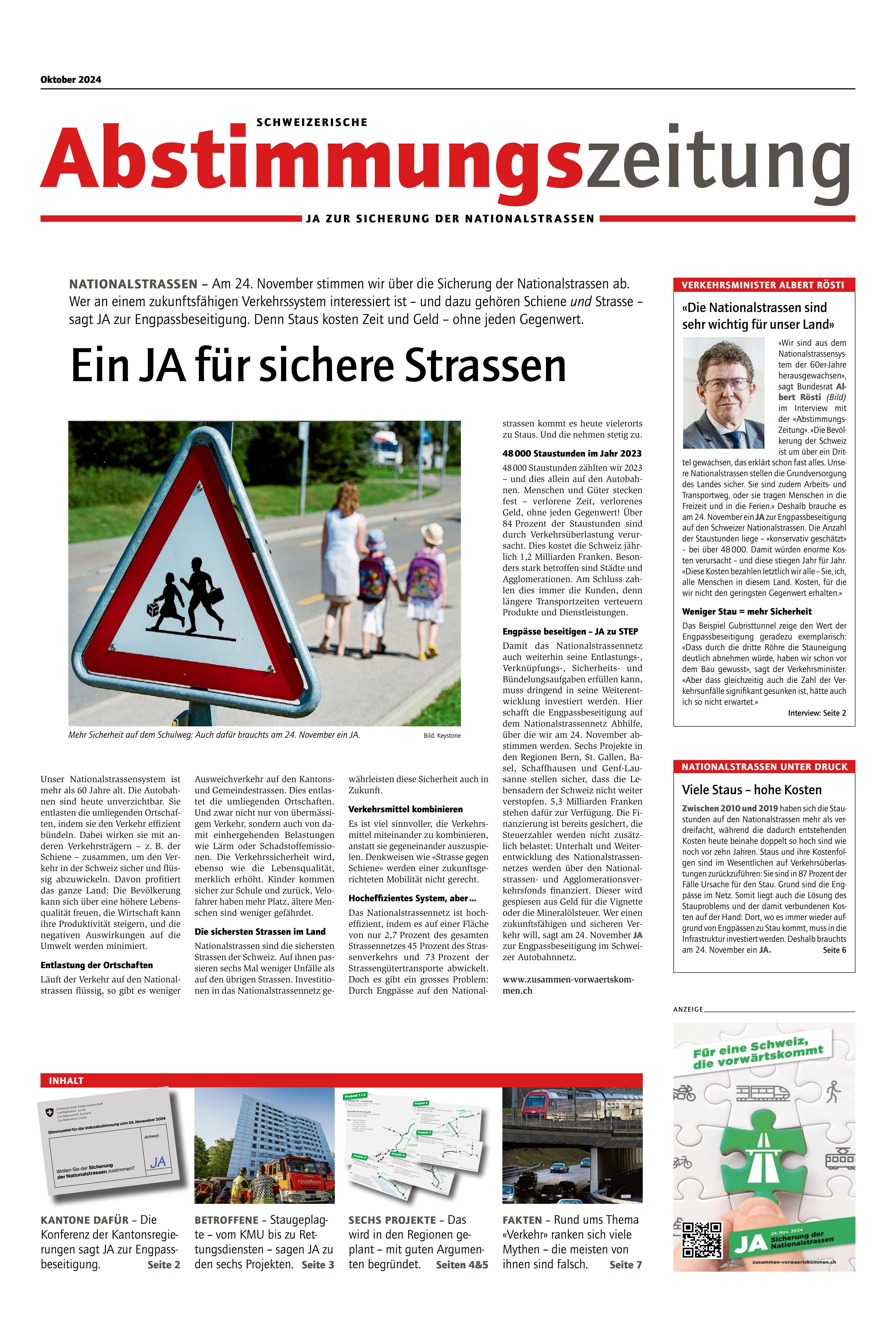 Abstimmungszeitung STEP Nationalstrassen